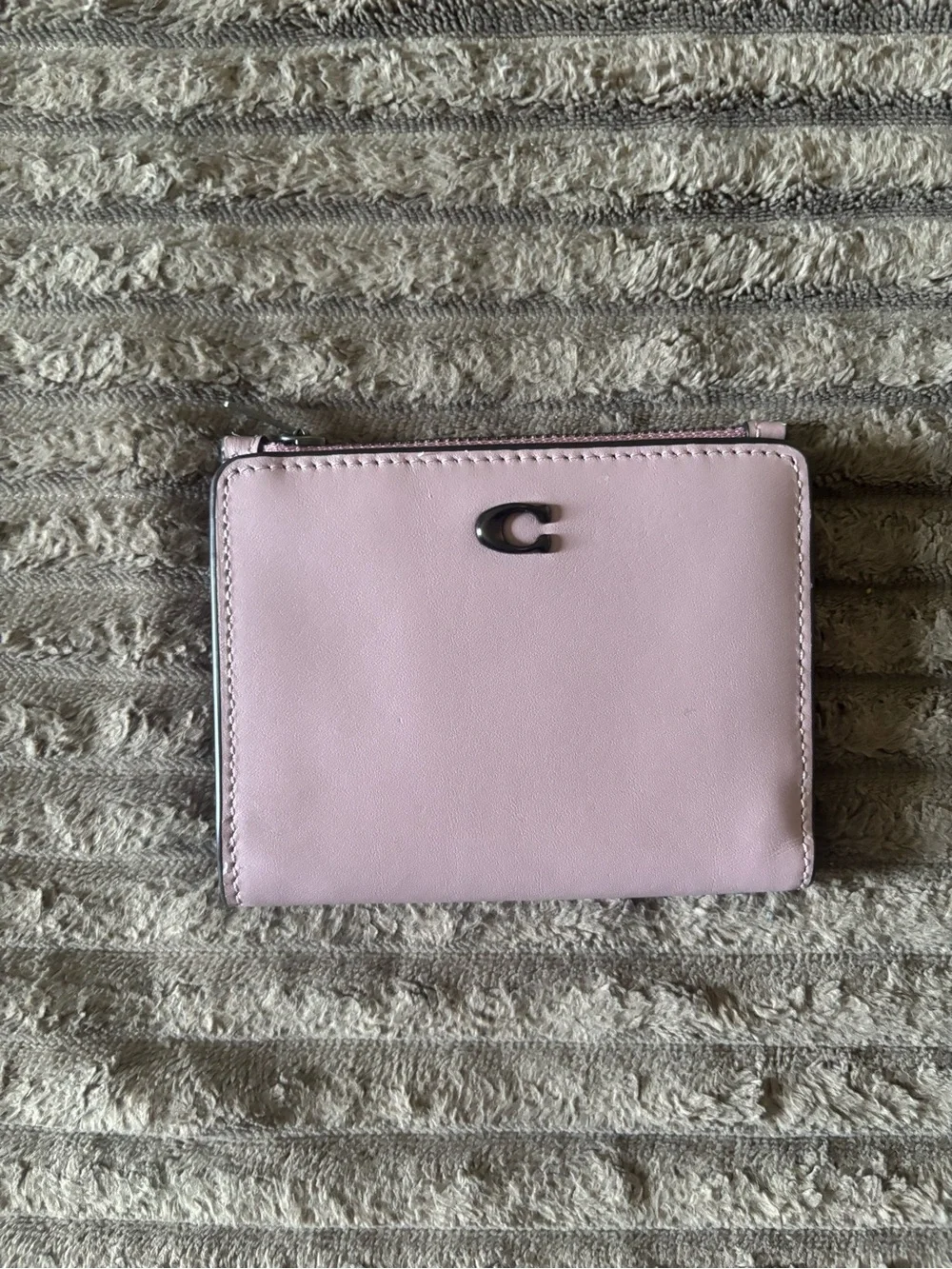 Coach Lilac Zip Card Wallet with Metal 'C' Accent